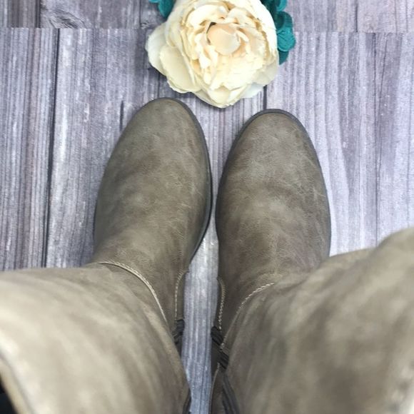 Journee Carly Taupe Vegan Leather Riding Boots 8M - Picture 6 of 11